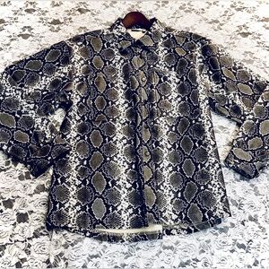 ASOS Design Pleather Snakeskin Button Up Oversized Shacket